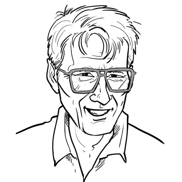 An illustrated portrait of Dr. J. Marvin Brown (1925-2002), the originator of Automatic Language Growth (ALG), as he may have appeared in the 1980s.